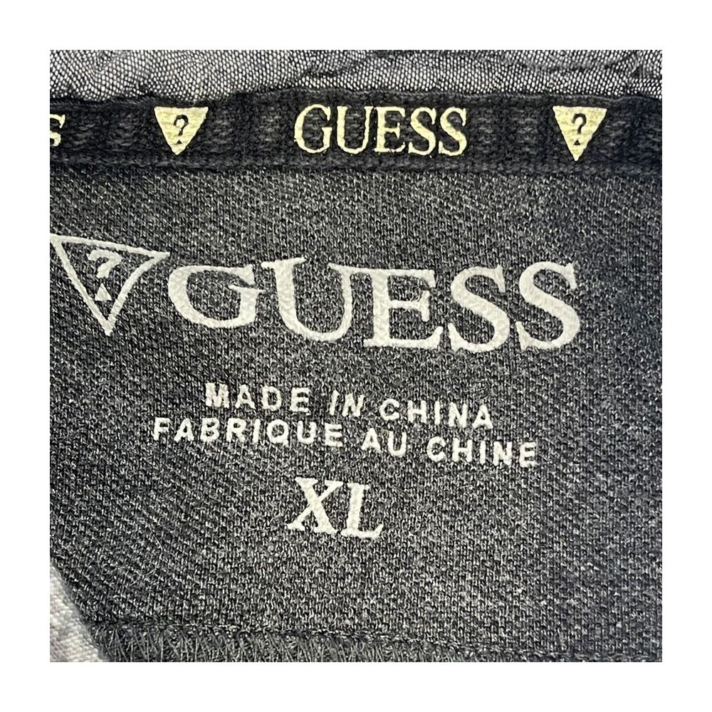 Guess Polo Shirt Men's XL Gray Cotton Short Sleeve Performance Chest Zip Pocket - Picture 2 of 8